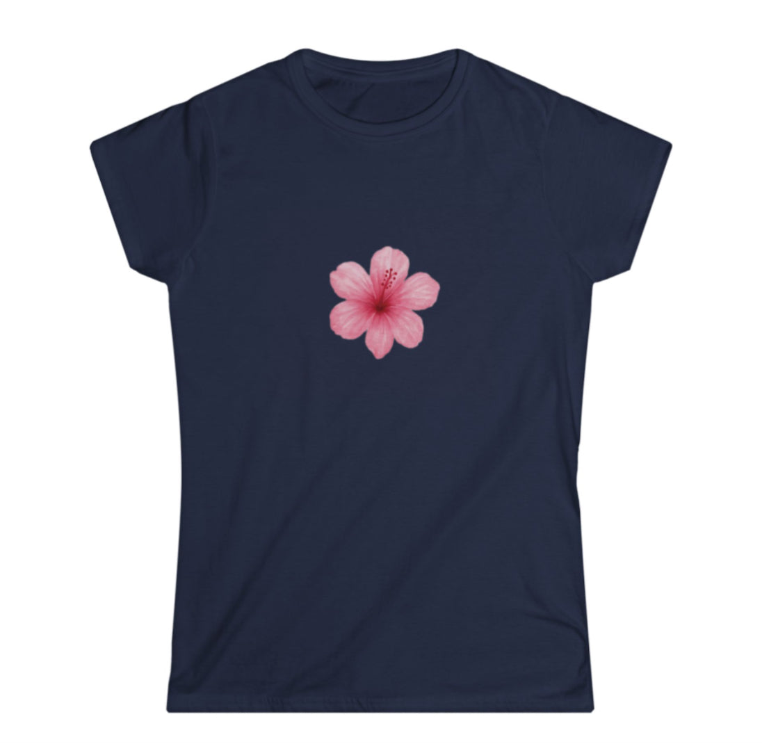 Navy hibiscus baby tee
