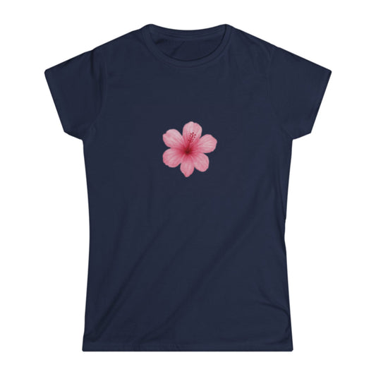 Navy hibiscus baby tee