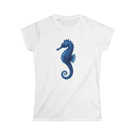Nautical Seahorse Women's Tee, Beach Vibes Shirt, Gift for Ocean Lovers, Summer Casual Top, Marine Life Fashion