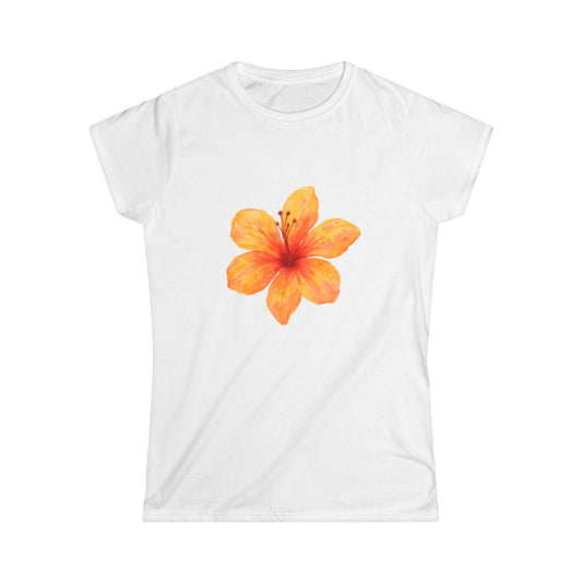 Women's Floral Softstyle Tee - Bright Lily Design, Summer Top, Gift for Her, Casual Wear, Stylish T-Shirt
